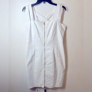 Calvin Klein White Dress Full Zip Front Size 14
